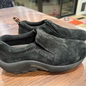 Merrel womens sz 7.5 slipon black suede Jungle Moc